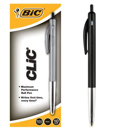 Bic Retractable Ballpoint Pen M10 Clic Medium 10 Black 16199103 09935