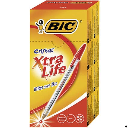 Bic Cristal Ballpoint Pen Medium 1mm Box 50 Red 16196224 04242