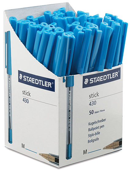 Staedtler Pen Stick 430 Medium Ballpoint Blue Box 50_9003589_430MA3CP50