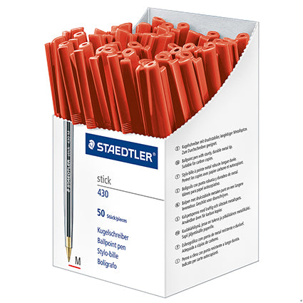 Staedtler Pen Stick 430MA2CP50 Medium Ballpoint Red Box 50_9003590_430MA2CP50