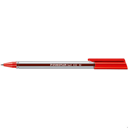 Staedtler Ballpoint Pen 432 M-2 Triangluar Medium Point 1mm Pack 10 Red_935502103_432 35M-2
