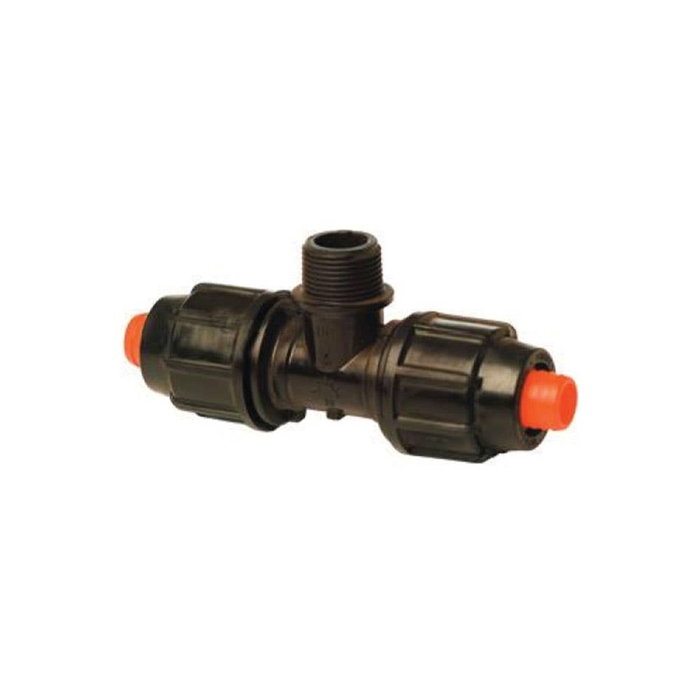 Tee Poly Compression Male Offtake Rural 7842 Series 1 x 1/2 MI Plasson 9458005 7840003