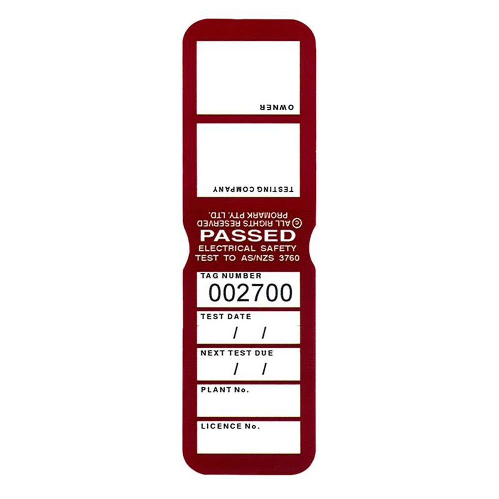 Tag Test Heavy Duty 5 Yearly Burgundy Repelec Pk 100 95258160 TAGTM8BG