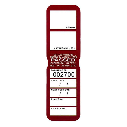 Tag Test Heavy Duty 5 Yearly Burgundy Repelec Pk 100 95258160 TAGTM8BG