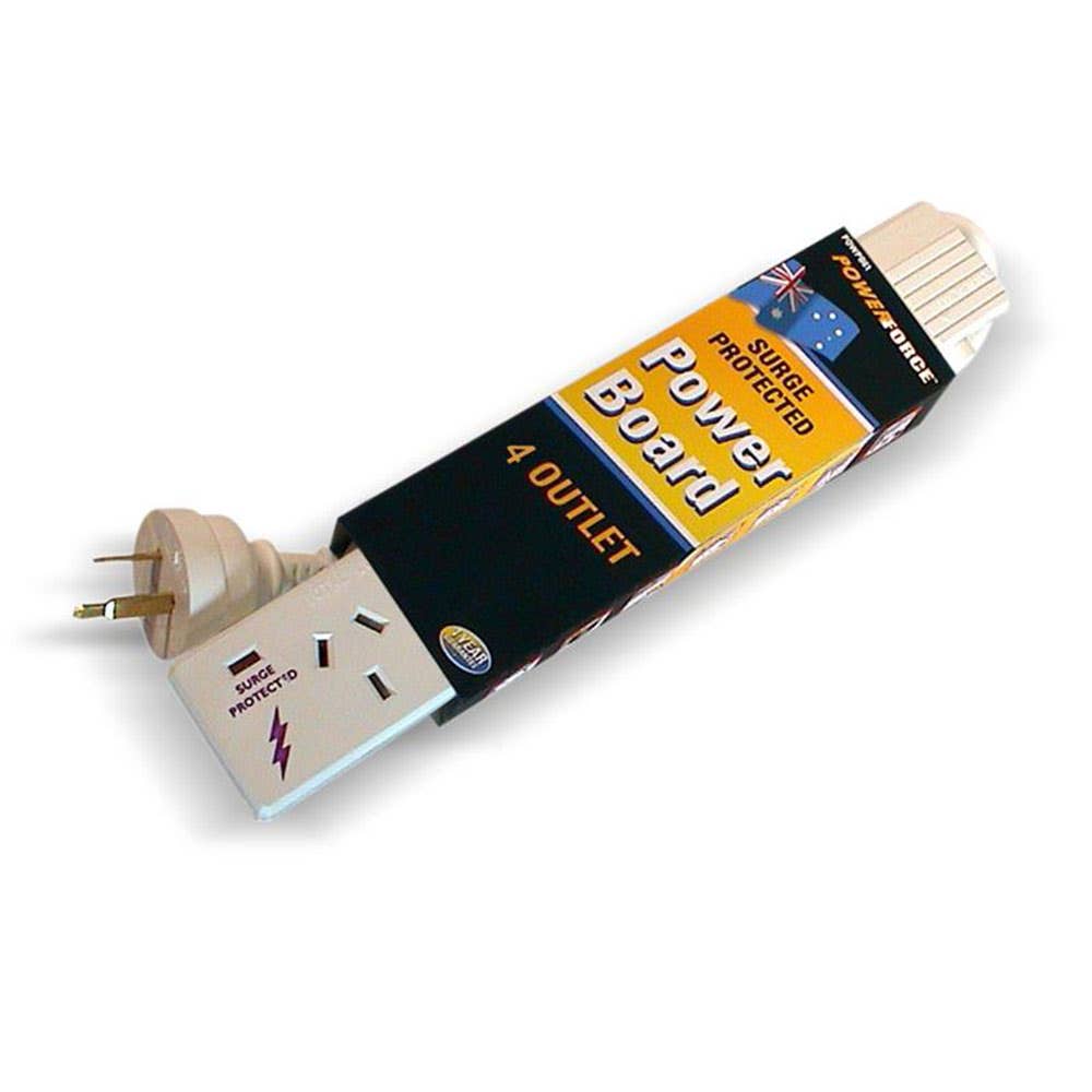 Powerboard 4 Outlet 2400W Slimline + Surge Protection Powerforce 95358044 POWPB41