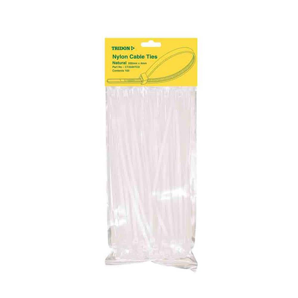 Cable Tie Nylon Natural 200 x 5mm Tridon Pk 100 95368006 CT205NTCD