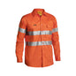 Shirt L/S Cotton Drill 190gsm 3M Tape Hi Vis Orange XS Bisley_60010573_BT6482_BVEOXS