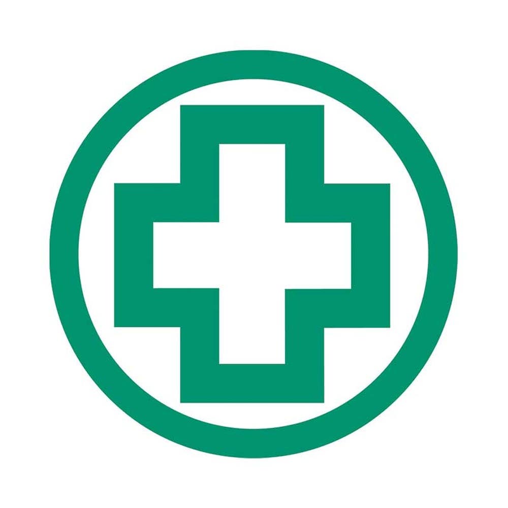 Sticker First Aid Cross Pictogram 51mm Dia Green/White Pk 4 98880042 45332