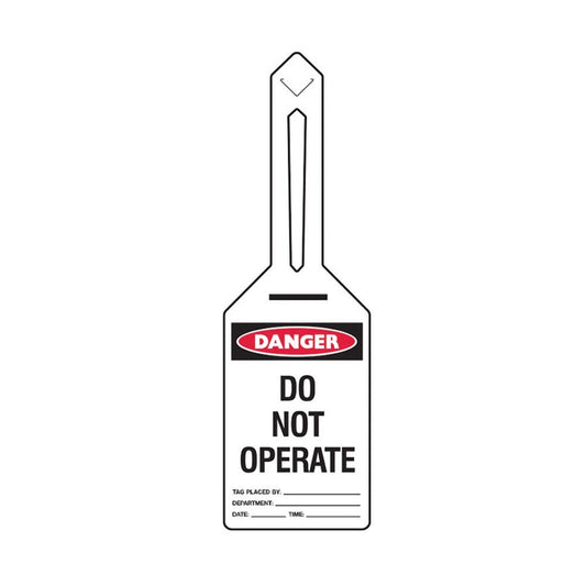 Tag DO NOT OPERATE Black/Red Polyproplylene 85 x 160mm Pk 25 98880192 842555