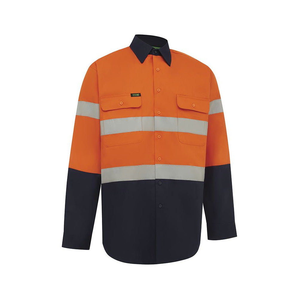 Shirt L/S Cotton Drill 190gsm 3M Tape Hi Vis Orange/Navy XL 2002 Workit_60015965_2002ONXL