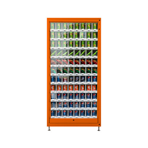 Vending machine filled with various small parts on a white background