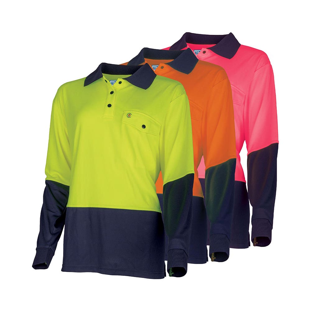 Polo Womens Shirt Micromesh L/S Hi-Vis Tru Workwear Yurra YURTSW2425