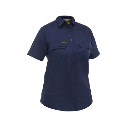Shirt Womens S/S X Airflow Stretch Ripstop Cotton/Poly 140gsm Navy 6 Bisle_40114573_BL1490_BPCT6
