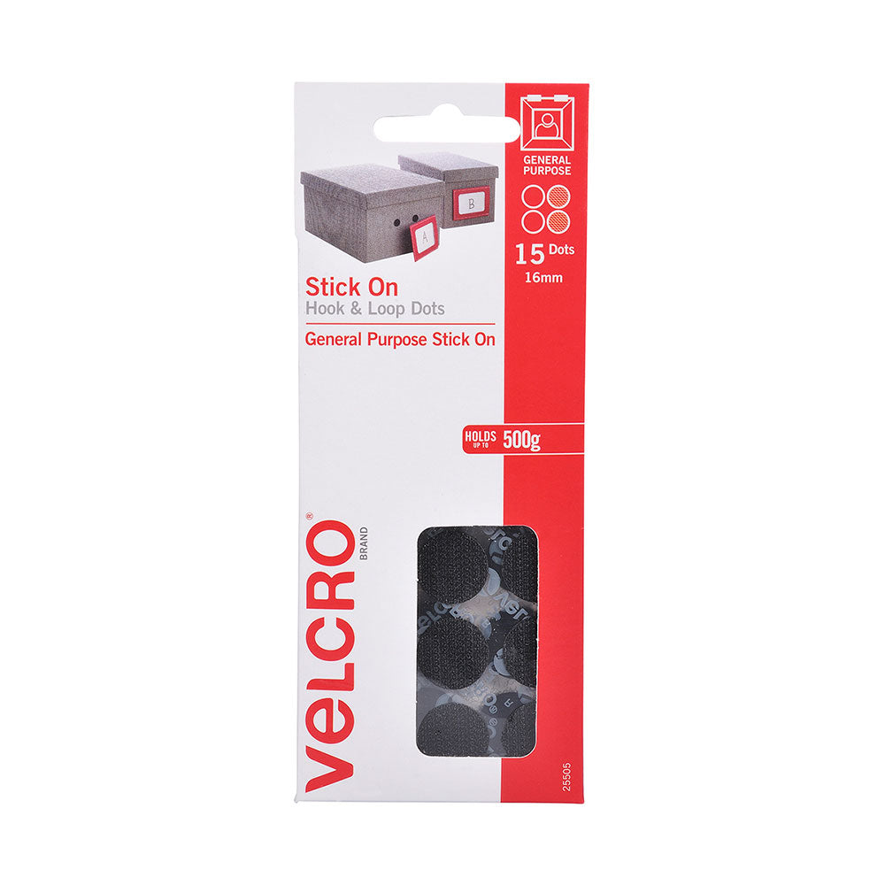 Velcro Stick Hook And Loop Dots 16mm Dia 15 Dots Black_1046143_46794