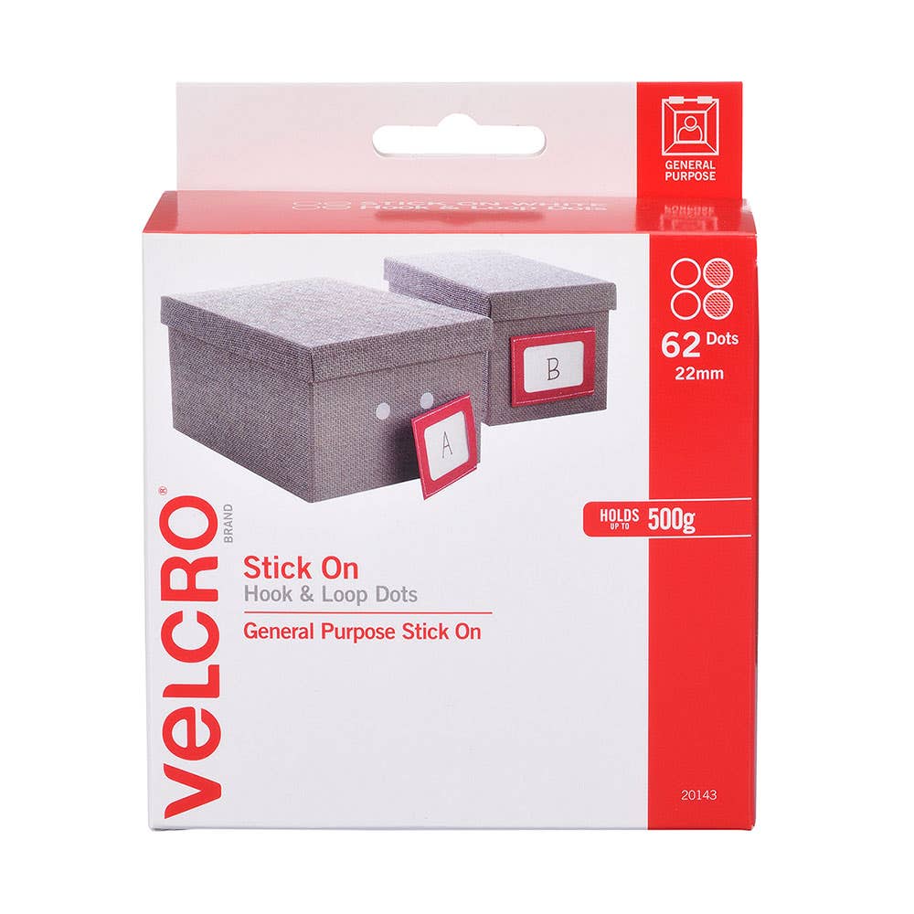Velcro&reg; Adhesive Dots 22mm 62 Pack 305062000 42717