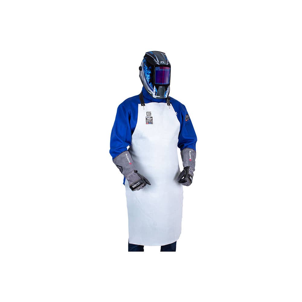 Blue Max Chrome Leather Bib Style Extra Long Welding Apron 1200 x 600mm 507460 A1L