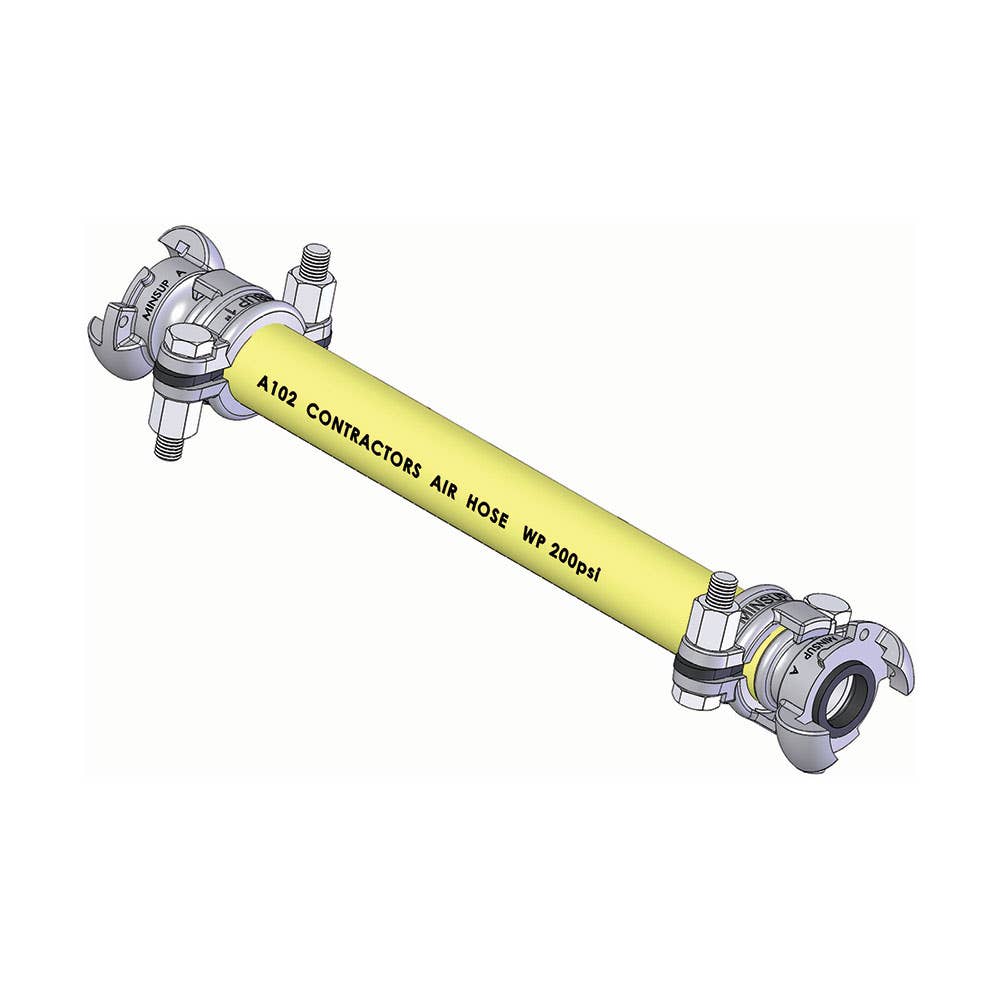 Rubber Contractors Air Hose with Couplings & Clamps 12mm Yellow 136360 A10201220F