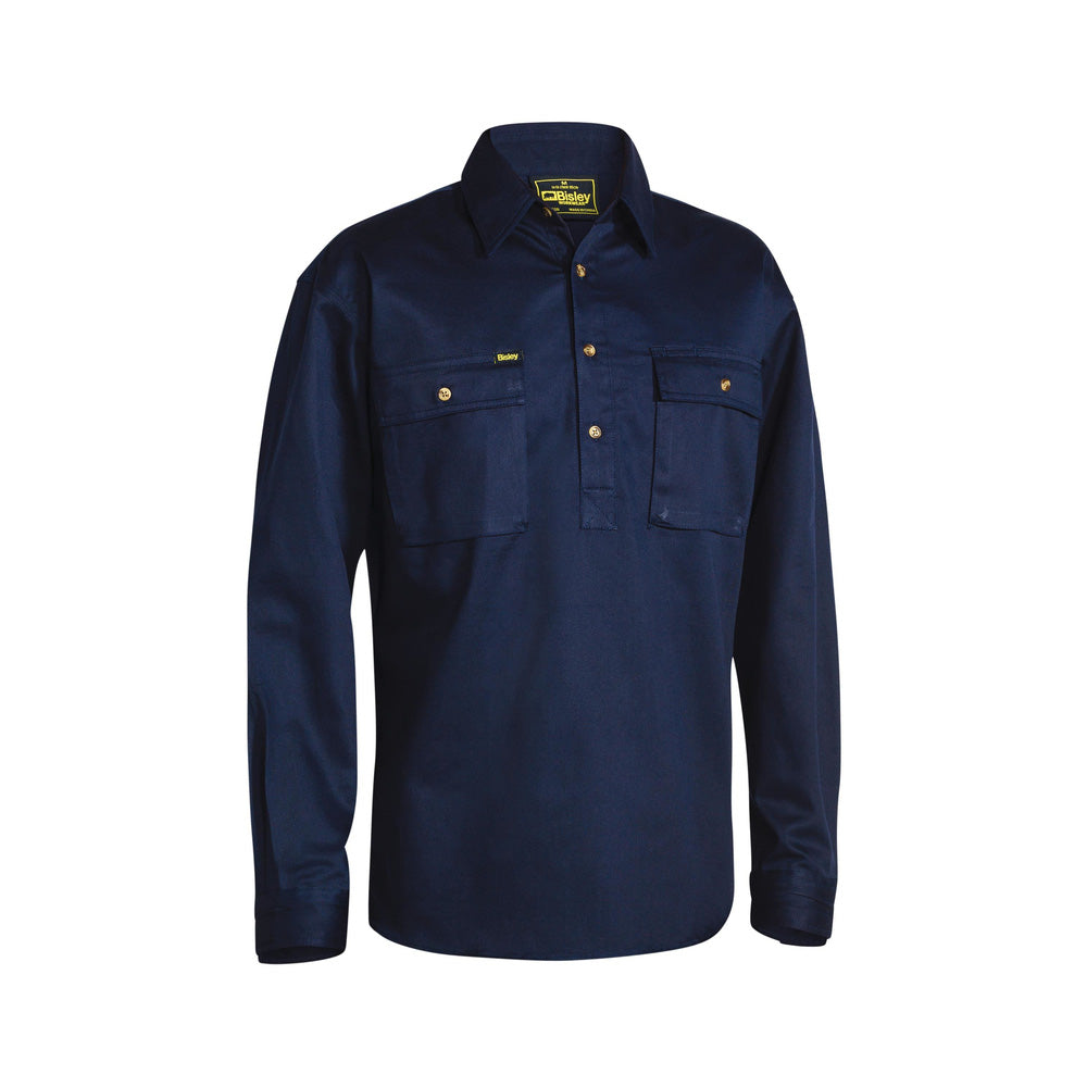 Shirt L/S Cotton Drill 190gsm Cargo Closed Front Navy 2XL Bisley_90018128_BSC6433_BPCT2XL