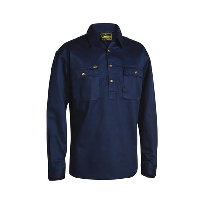 Shirt L/S Cotton Drill 190gsm Cargo Closed Front Navy 2XL Bisley_90018128_BSC6433_BPCT2XL