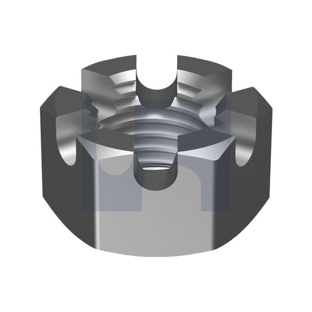Fine Hex Slotted Nut ZP (Rohs Compliant) Din 935/Cl 5 M12-1.50 Fine - Pk 50_40093570_NO05ZFM12