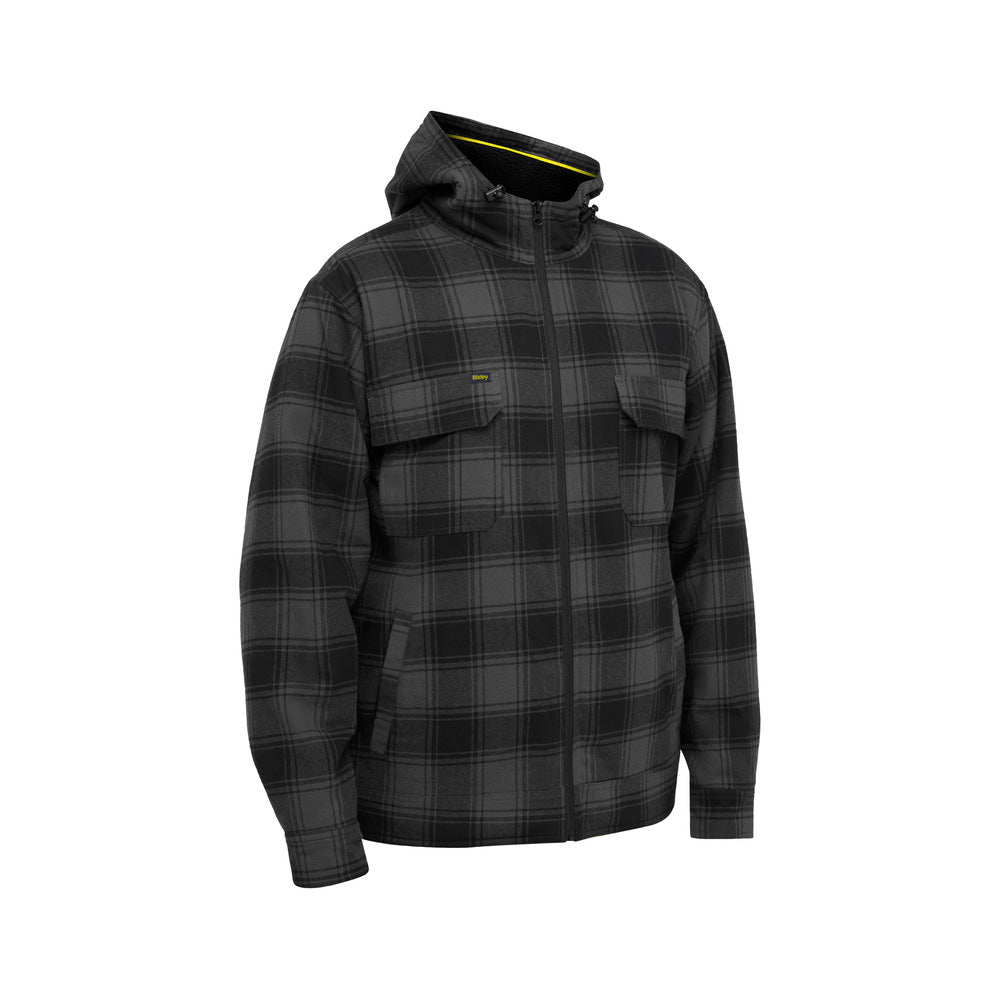 Hoodie Zip with Sherpa Lining Cotton 190gsm Charcoal Check M Bisley_40114139_BJ6102_CCHAM