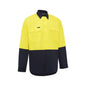 Shirt Long Sleeve Cotton Drill 190gsm Hi Vis Yellow/Navy XL 2003 Workit_60015996_2003YNXL