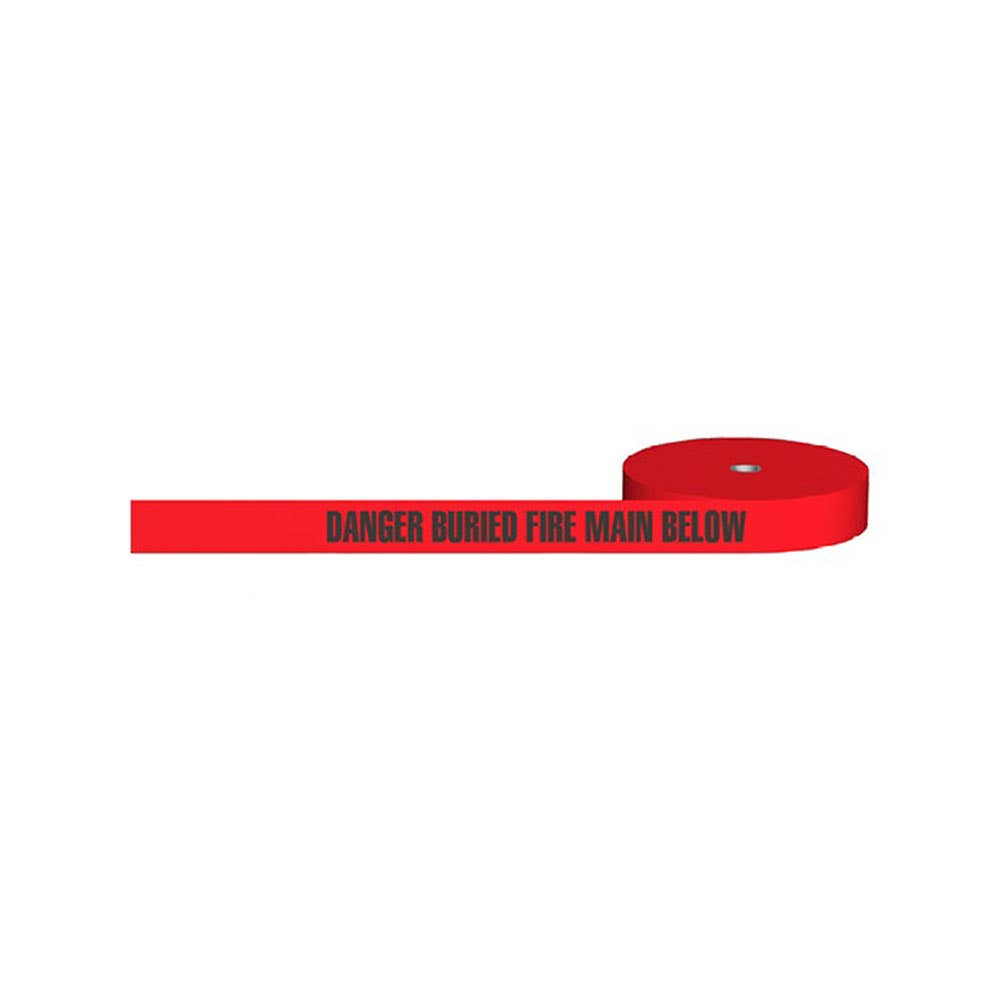 Non-Detectable Safety Tape DANGER BURIED FIRE MAIN BELOW Red/Black 250m 271668 A3636