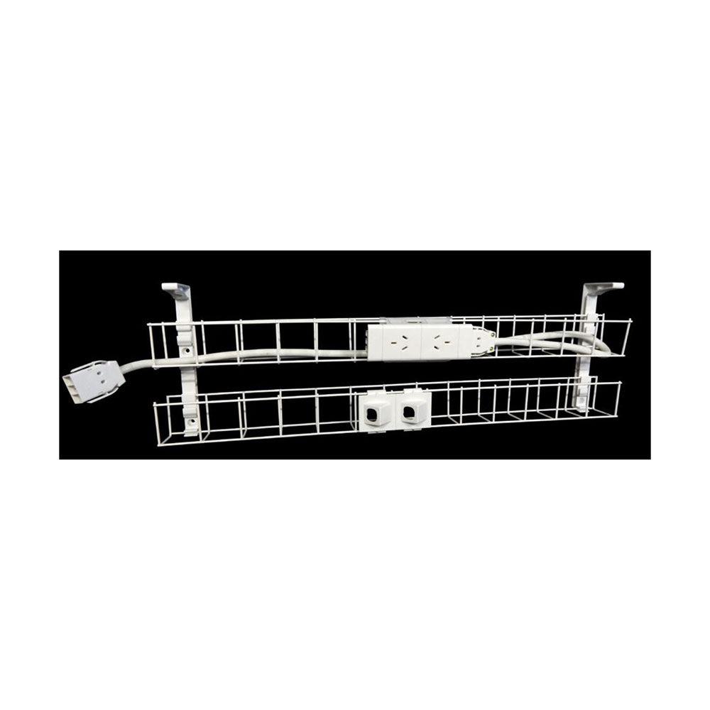 Rapid Cable Management Dual Basket 1250Mm 2Gpo + 2 Data White_1046404_SWBK12502G2D WH