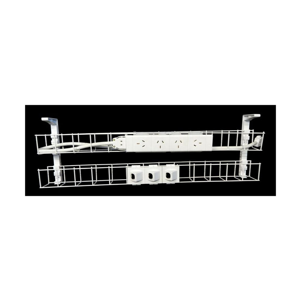 Rapid Cable Management Dual Basket 1250Mm 4Gpo + 3 Data White_1046406_SWBK12504G3D WH