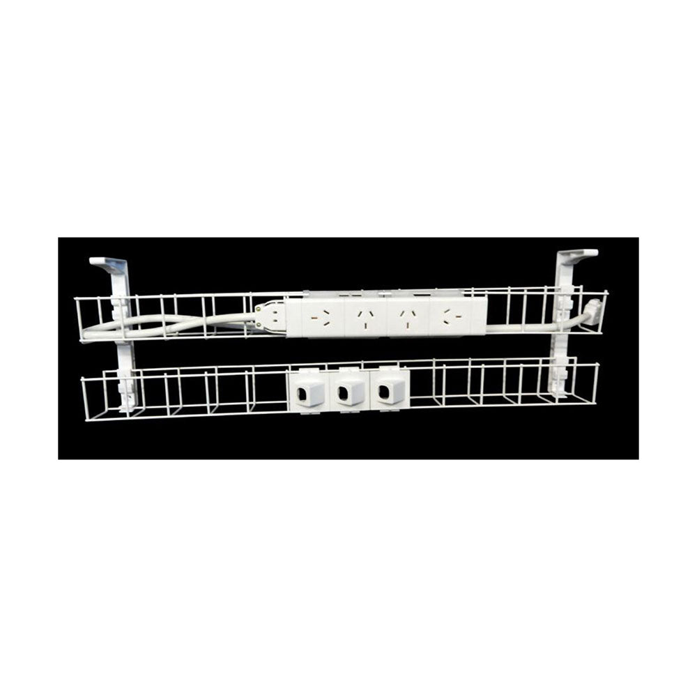 Rapid Cable Management Dual Basket 1550Mm 4Gpo + 3 Data White_1046409_SWBK15504G3D WH