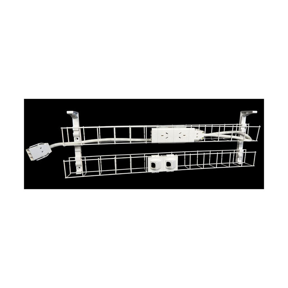Rapid Cable Management Dual Basket 650Mm 2Gpo + 2 Data White_1046411_SWBK6502G2D WH