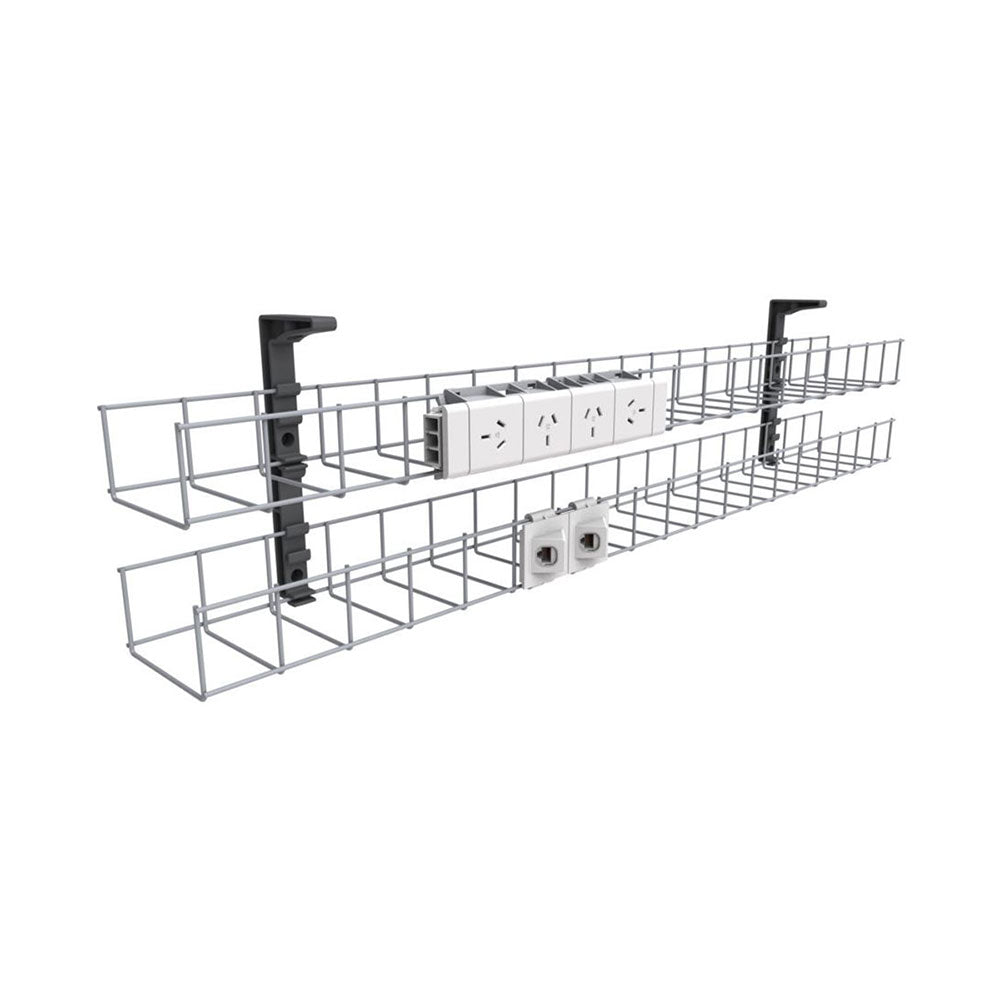 Rapid Cable Management Dual Basket 650Mm 4Gpo + 2 Data White_1046413_SWBK6504G2D WH