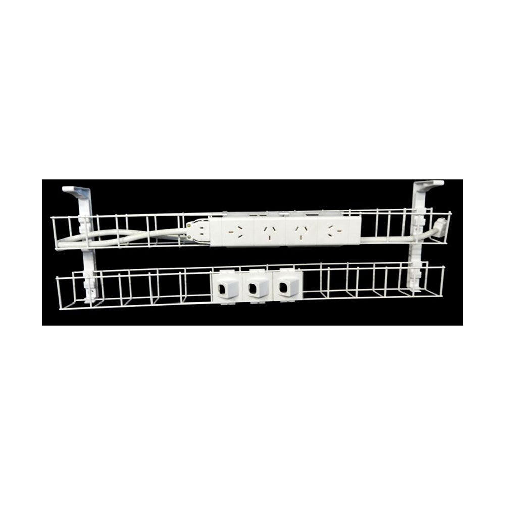 Rapid Cable Management Dual Basket 650Mm 4Gpo + 3 Data White_1046414_SWBK6504G3D WH