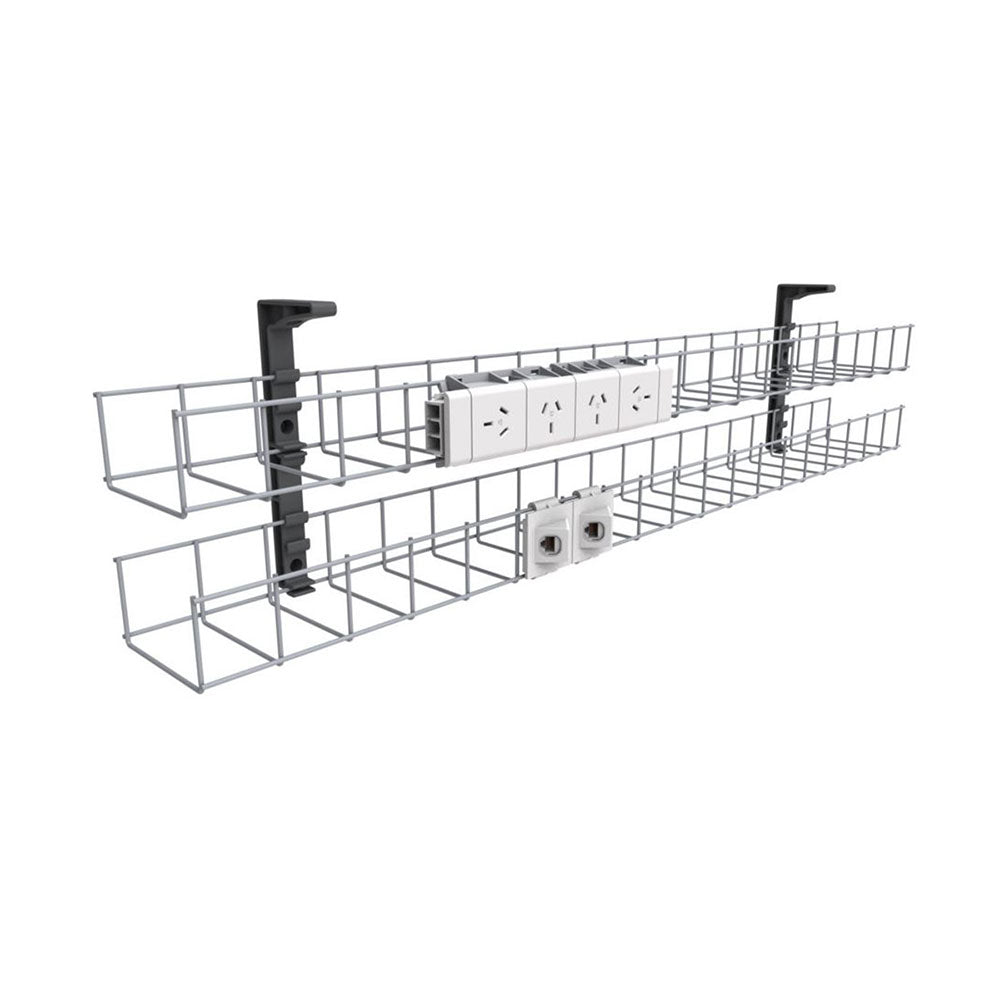 Rapid Cable Management Dual Basket 950Mm 4Gpo + 2 Data White_1046418_SWBK9504G2D WH