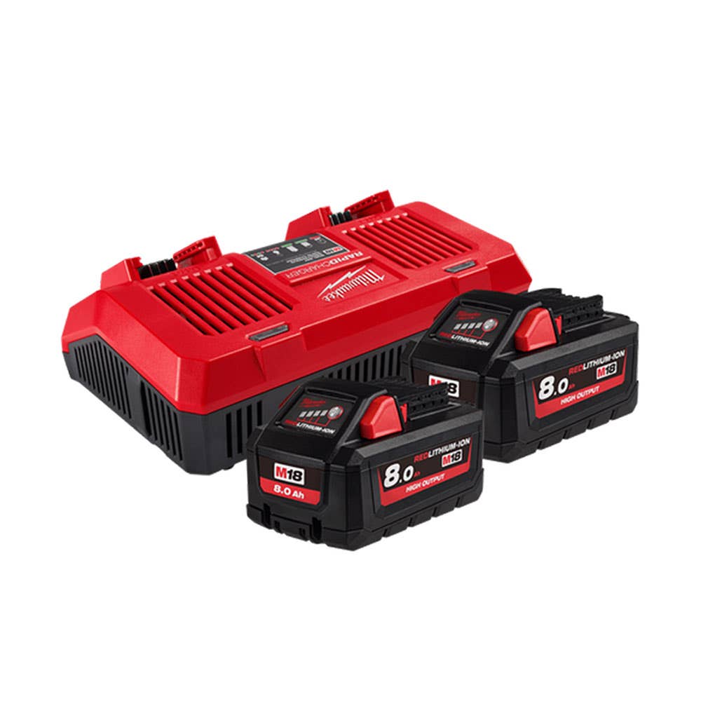 M18&trade; REDLITHIUM&trade;-ION High Output&trade; Dual Bay Battery Starter Pack 8.0Ah_514340_M18HOSPD802B_NLA