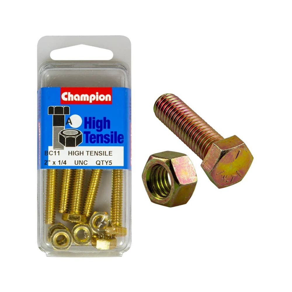 Screw Set + Nut UNC Fully Threaded 2 x 1/4'' Blister Pack_60039552_BC11