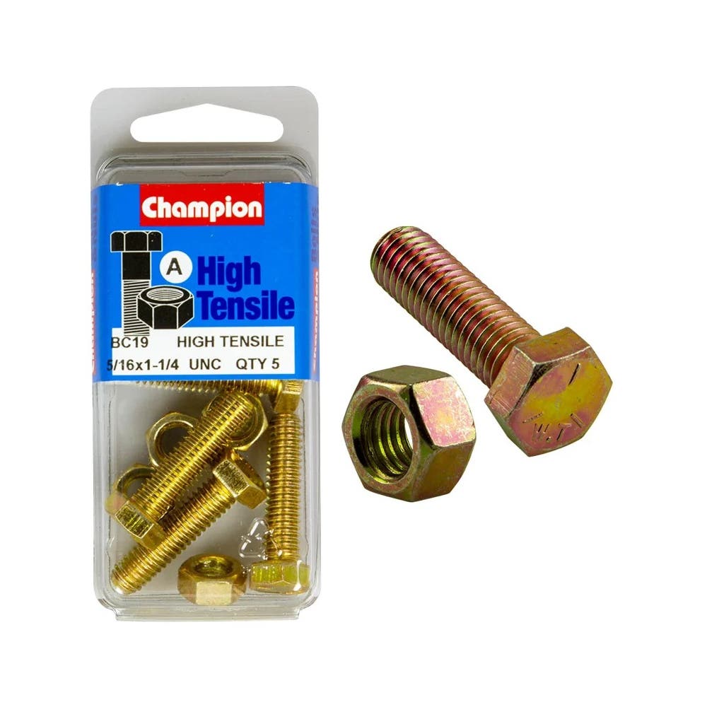 Screw Set + Nut UNC Fully Threaded 1-1/4 x 5/16'' Blister Pack_60039556_BC19
