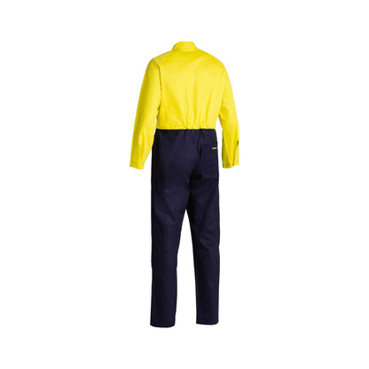 Coveralls Cotton Drill 310gsm Hi-Vis Yellow/Navy 107ST Bisley_90018744_BC6357_TT01S07