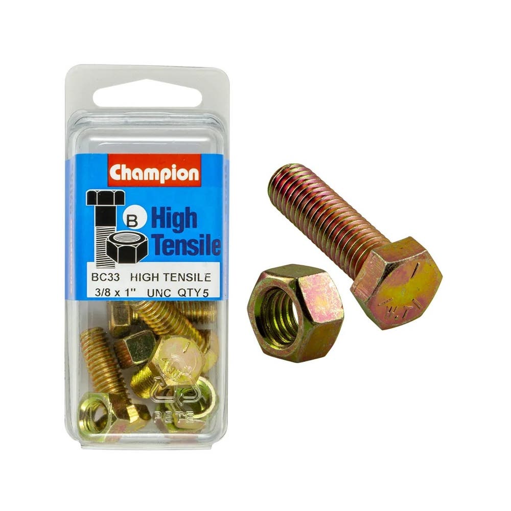 Screw Set + Nut UNC Fully Threaded 1 x 3/8'' Blister Pack_60039564_BC33