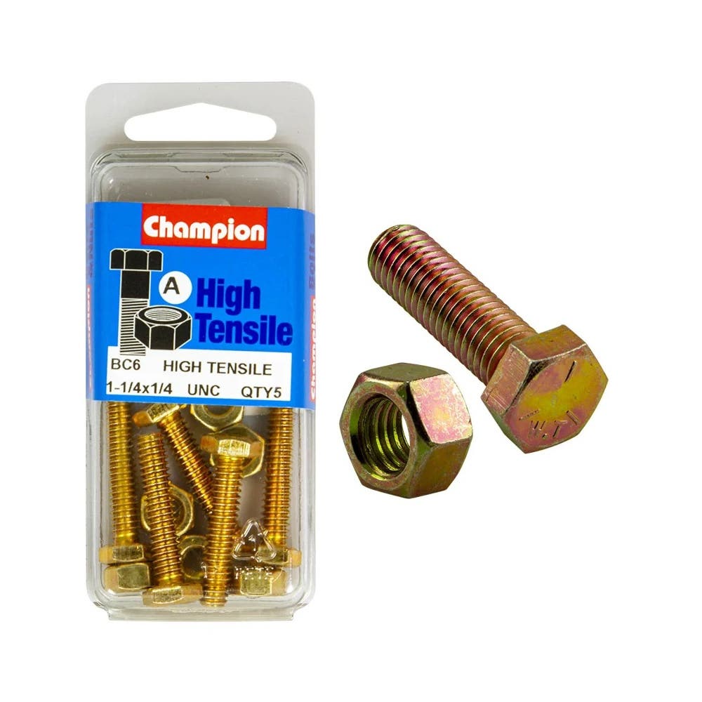 Screw Set + Nut UNC Fully Threaded 1-1/4 x 1/4'' Blister Pack_60039573_BC6