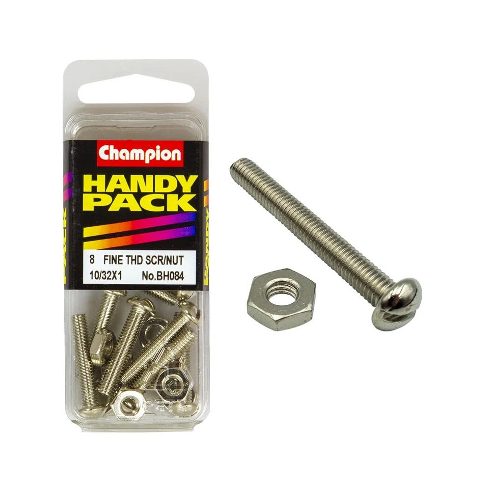 Screw Fine Thread + Nut 10/32 x 1'' Blister Pack_60039629_BH084