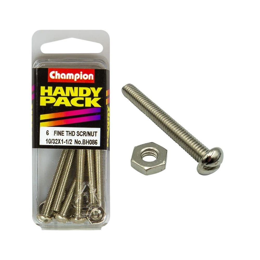 Screw Fine Thread + Nut 10/32 x 1-1/2'' Blister Pack_60039630_BH086