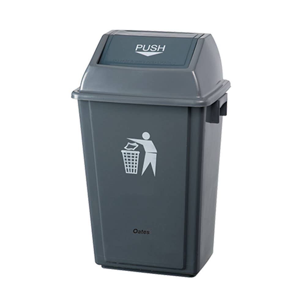 Flip Lid Plastic Rubbish Bin 60L Grey 40035536 165959