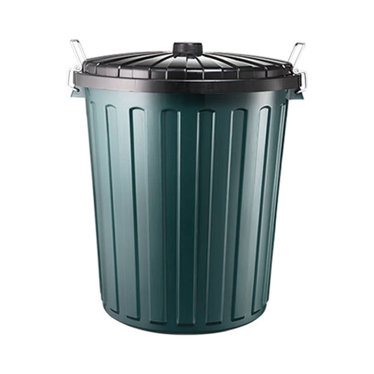 Plastic Rubbish Bin with Lid Green 55L 4326001 165967