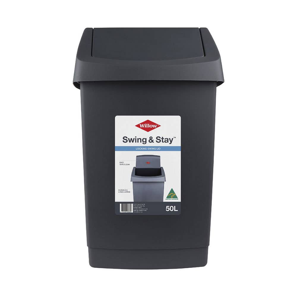 Plastic Rubbish Bin with Swing & Stay Lid 50L 60013626 307900-003