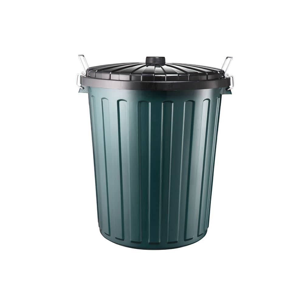 Plastic Garbage Bin with Lid 75L Green 450452 34035