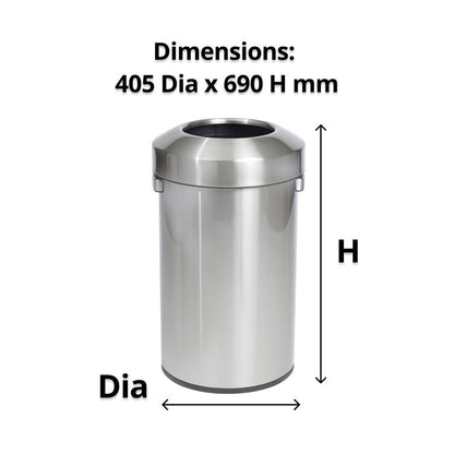 Bin 60L Open Top S/Steel with Plastic Liner Compass 769260_40043916_769260
