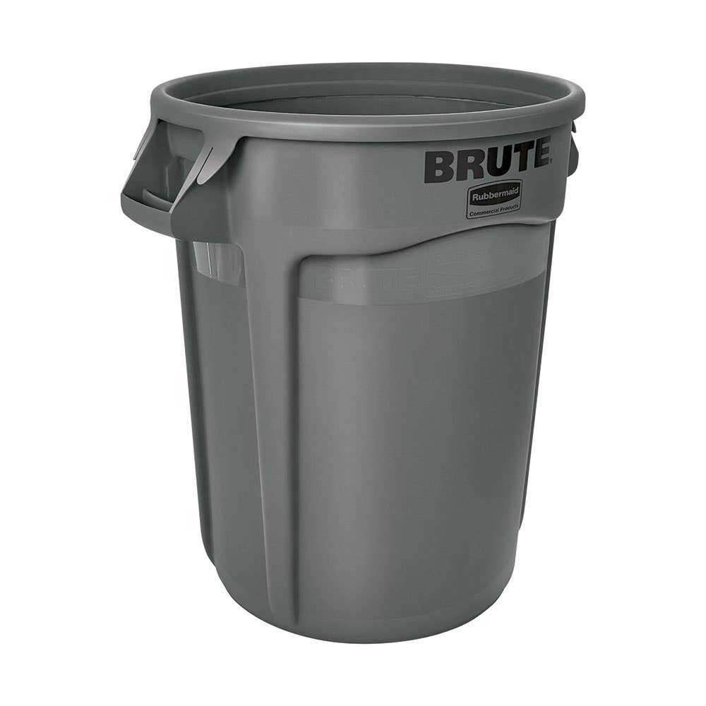 Brute&reg; Vented Round Plastic Rubbish Bin Grey 120L 91560035 FG263200GRAY