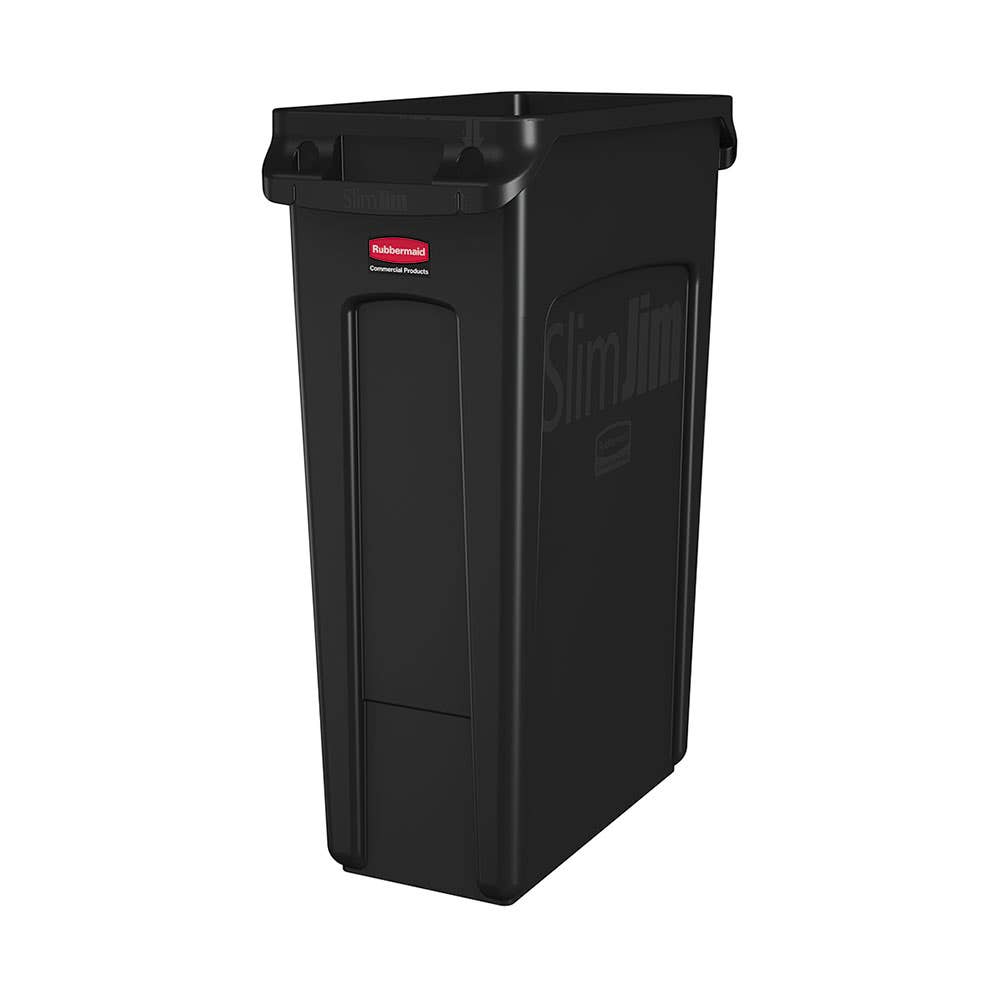 Vented Slim Jim&reg; Plastic Rubbish Bin Black 87L 40007991 FG354060BLA