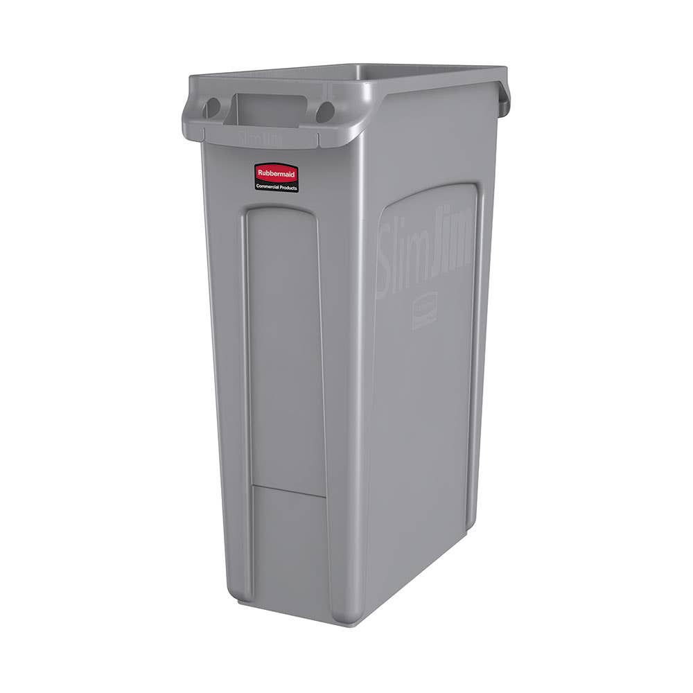 Vented Slim Jim&reg; Plastic Rubbish Bin Grey 87L 40039763 FG354060GRAY